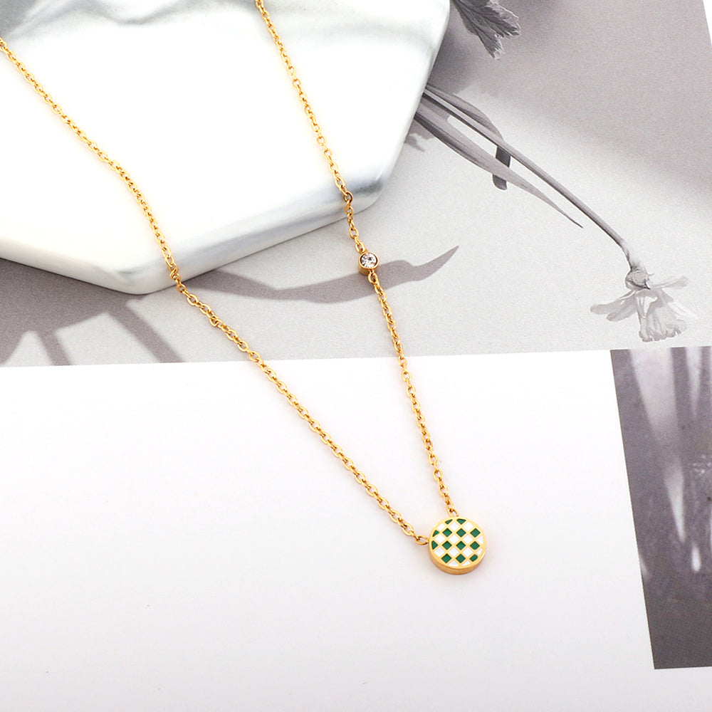 Round Mixed Color Accessories Enamel Girls Kids Jewelry With Diamond Necklace