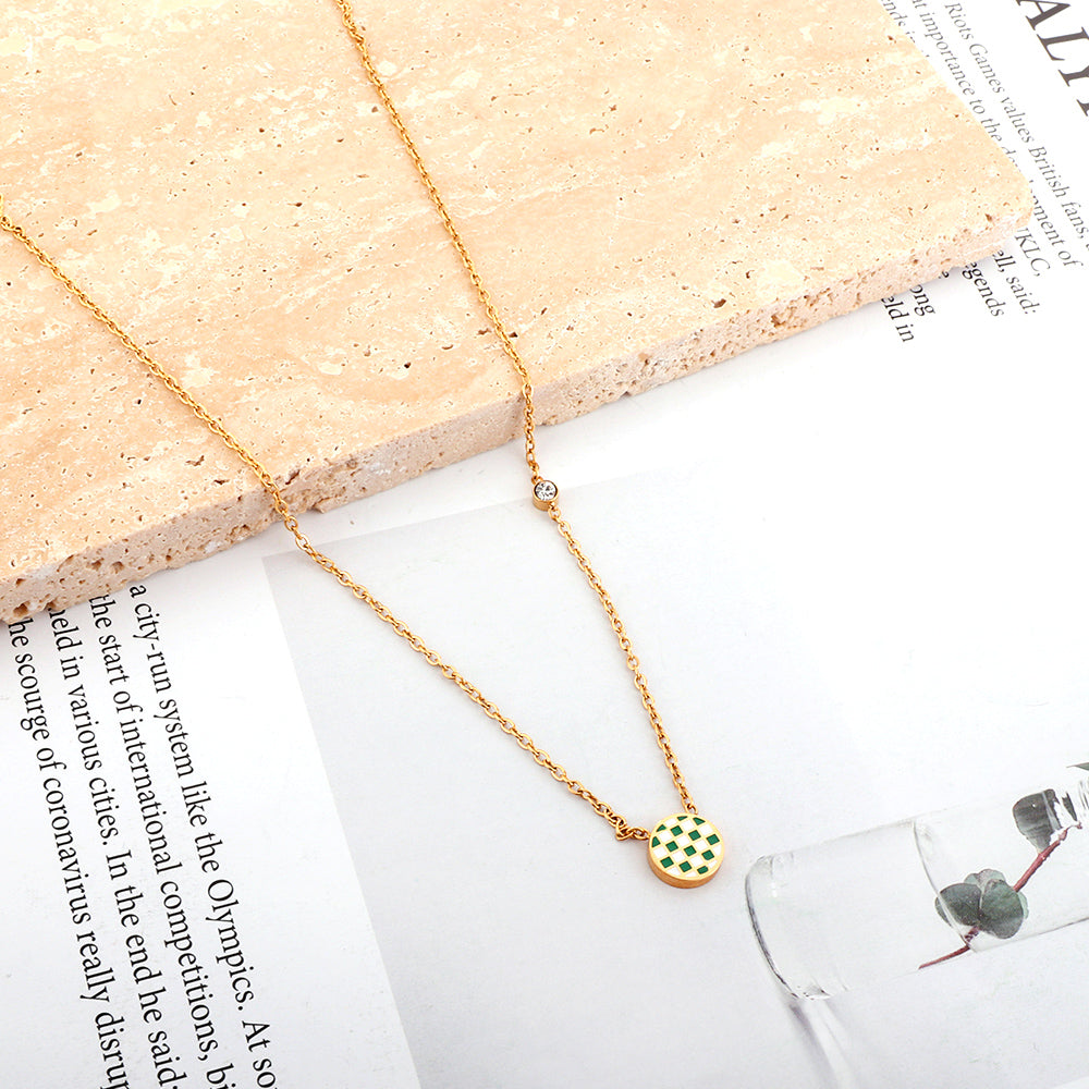Round Mixed Color Accessories Enamel Girls Kids Jewelry With Diamond Necklace