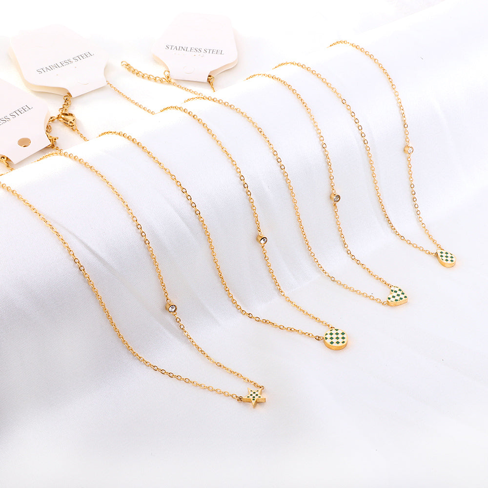 Water Drop Shape Mixed Color Accessories With Diamond Necklace
