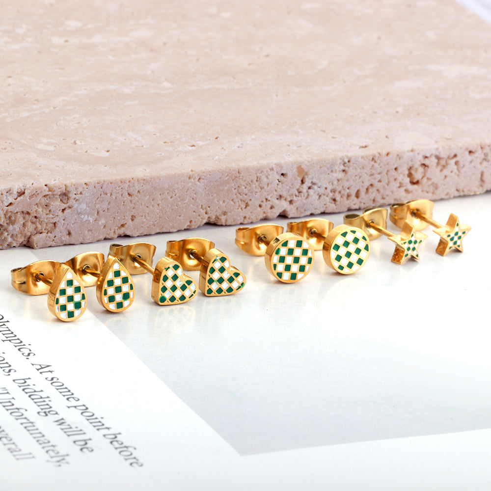 Enamel Girls Kids Jewelry Round Mixed Color Cut Stud Earrings