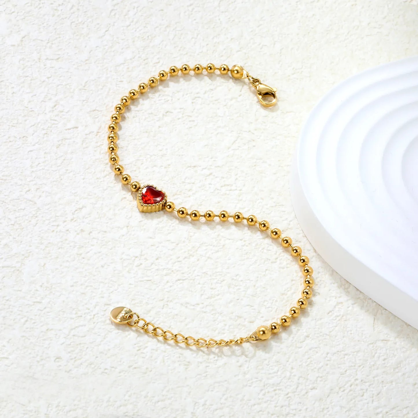 ✨8.6x8.6mm Tricolor Zirconia Bead Bracelet White/Lilac/Garnet Stones | 3mm Gold Stainless Steel Chain 18+3cm | Bulk Wholesale