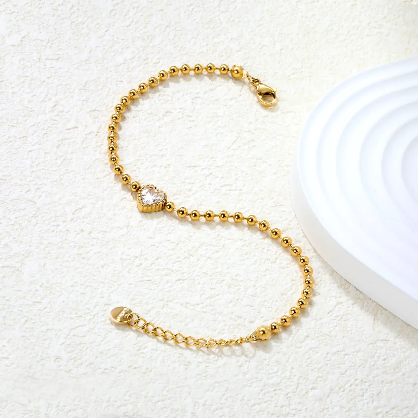 ✨8.6x8.6mm Tricolor Zirconia Bead Bracelet White/Lilac/Garnet Stones | 3mm Gold Stainless Steel Chain 18+3cm | Bulk Wholesale