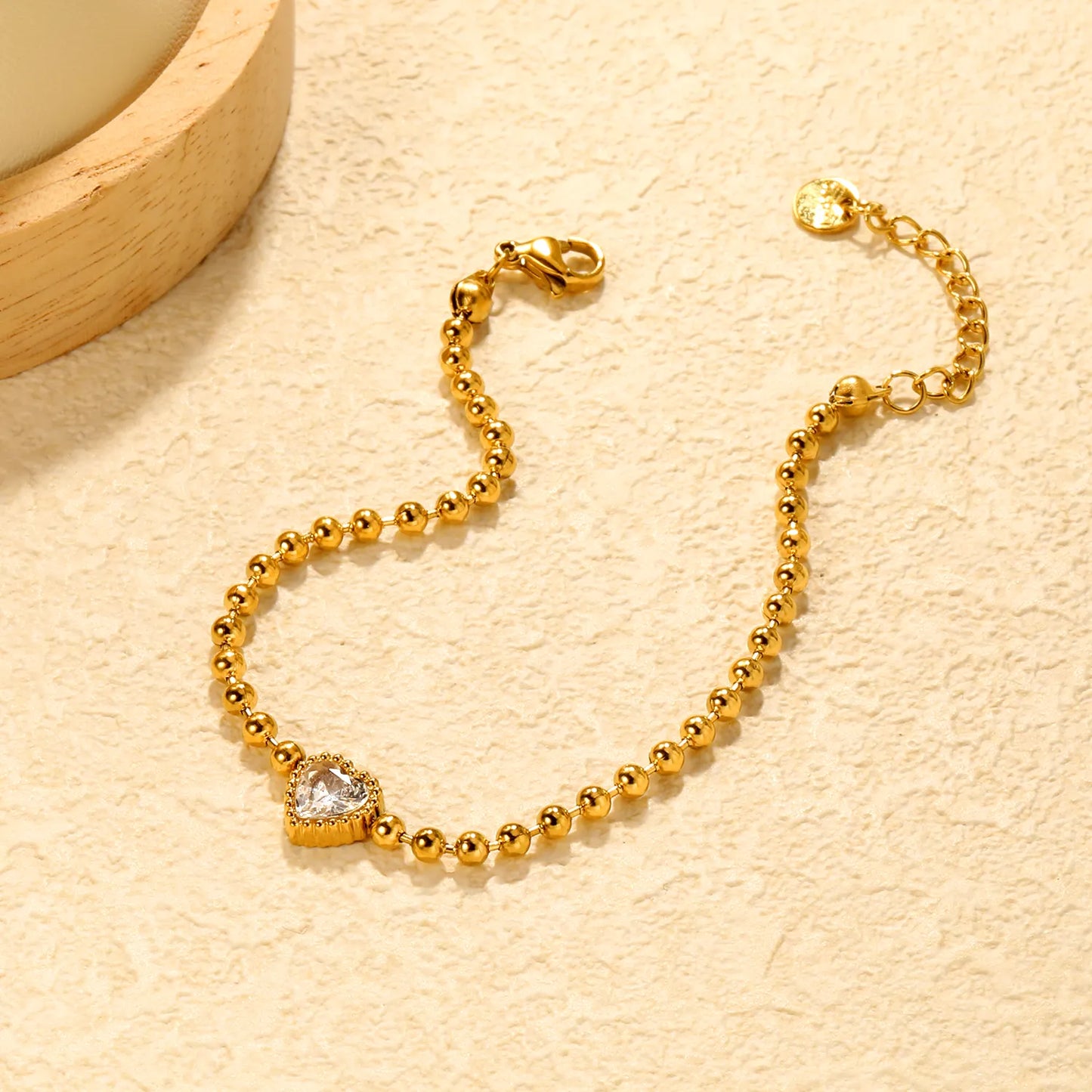 ✨8.6x8.6mm Tricolor Zirconia Bead Bracelet White/Lilac/Garnet Stones | 3mm Gold Stainless Steel Chain 18+3cm | Bulk Wholesale