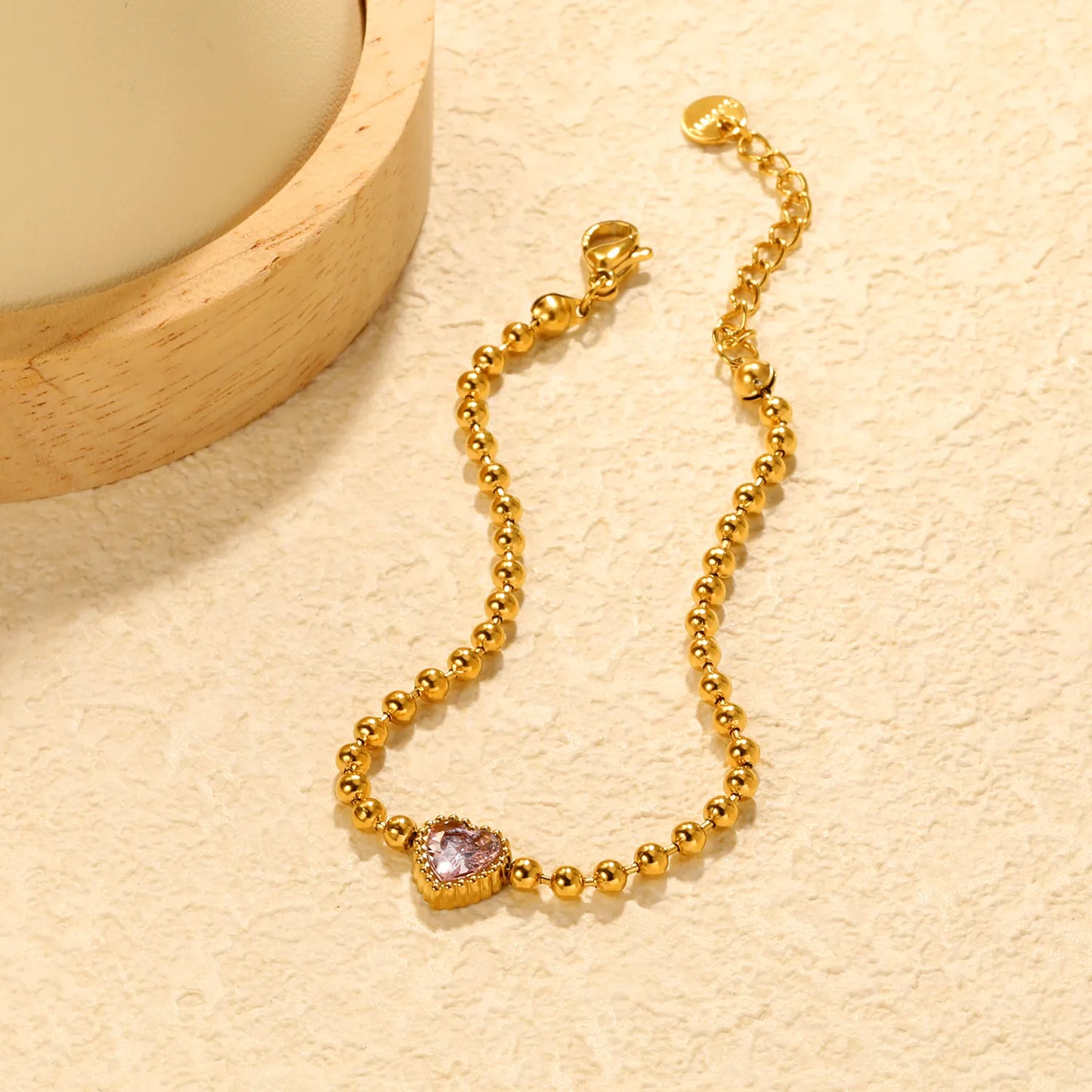 ✨8.6x8.6mm Tricolor Zirconia Bead Bracelet White/Lilac/Garnet Stones | 3mm Gold Stainless Steel Chain 18+3cm | Bulk Wholesale