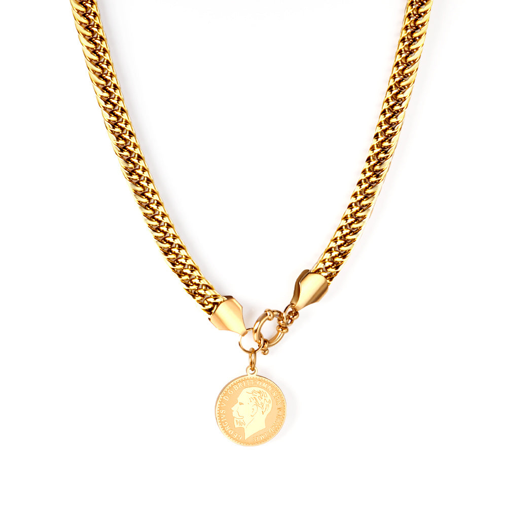 Face Tag Necklace 50cm Gold