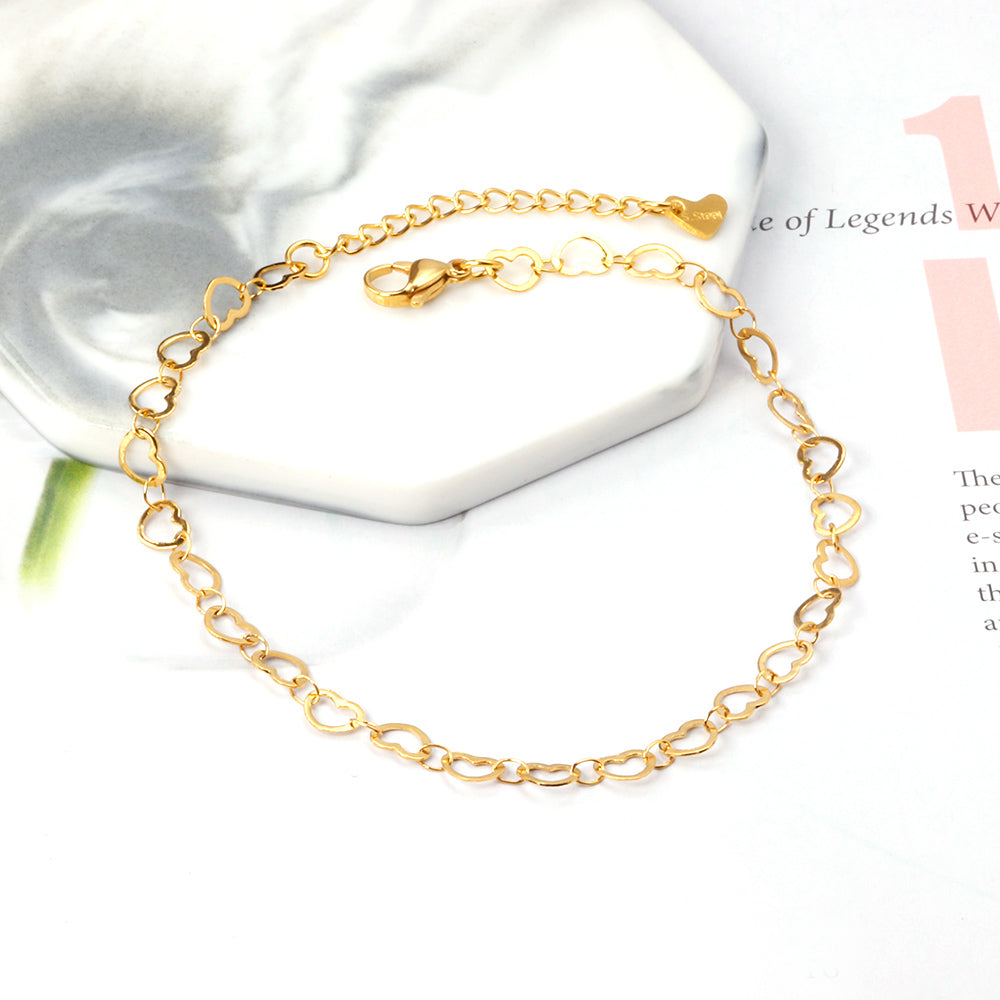 27 Heart Anklets 23+5cm Gold
