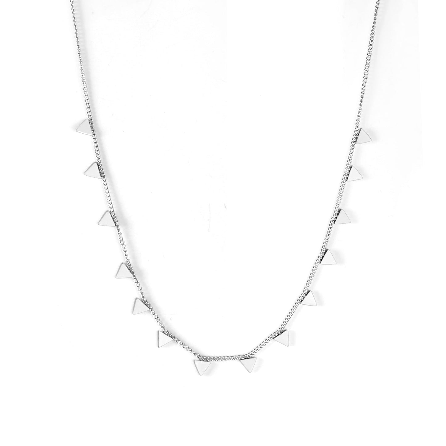 0.3 Side Chain 40+5cm Necklace with 14 Welded 4mm Triangles Gold & Steel Glossy