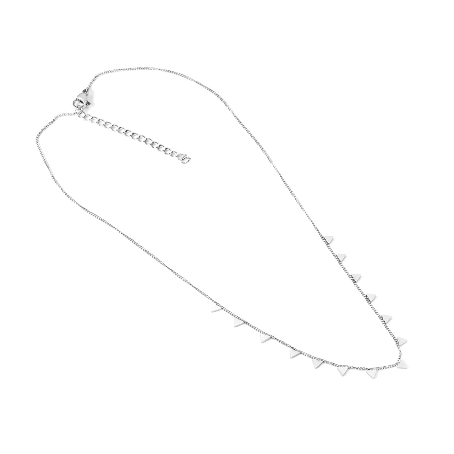 0.3 Side Chain 40+5cm Necklace with 14 Welded 4mm Triangles Gold & Steel Glossy