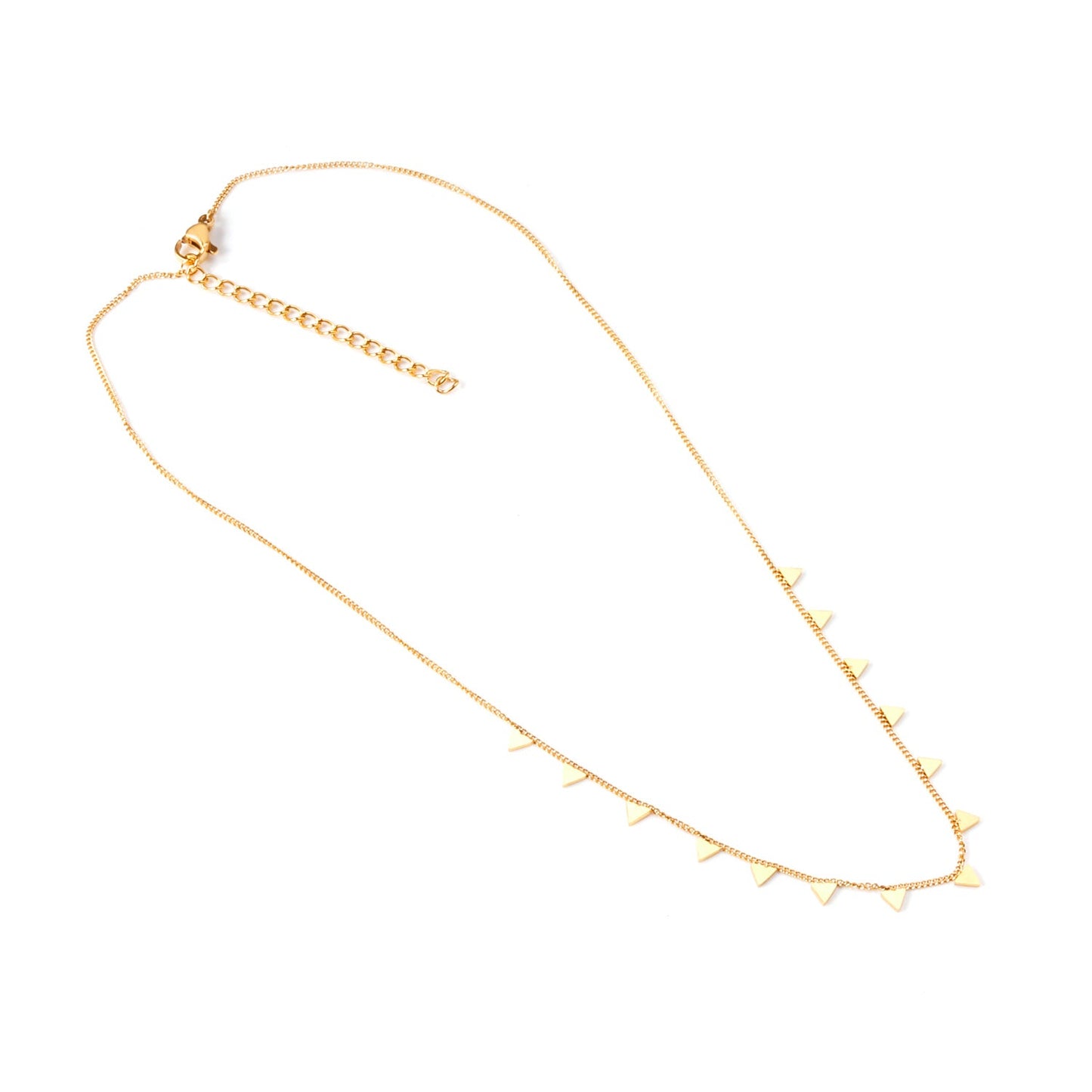 0.3 Side Chain 40+5cm Necklace with 14 Welded 4mm Triangles Gold & Steel Glossy