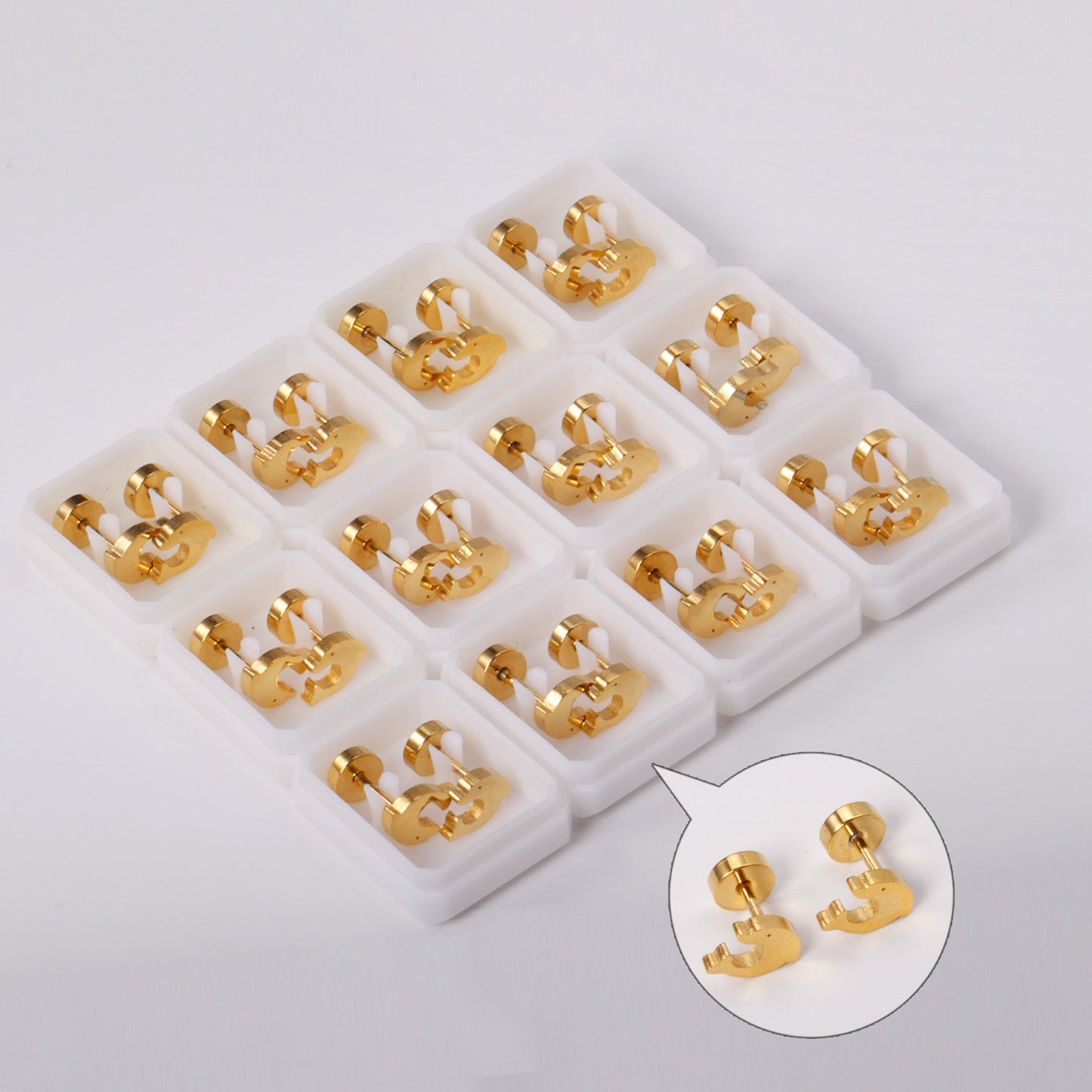 12 pairs Dolphin Shape Steel Goldtone Screwback Stud Earrings