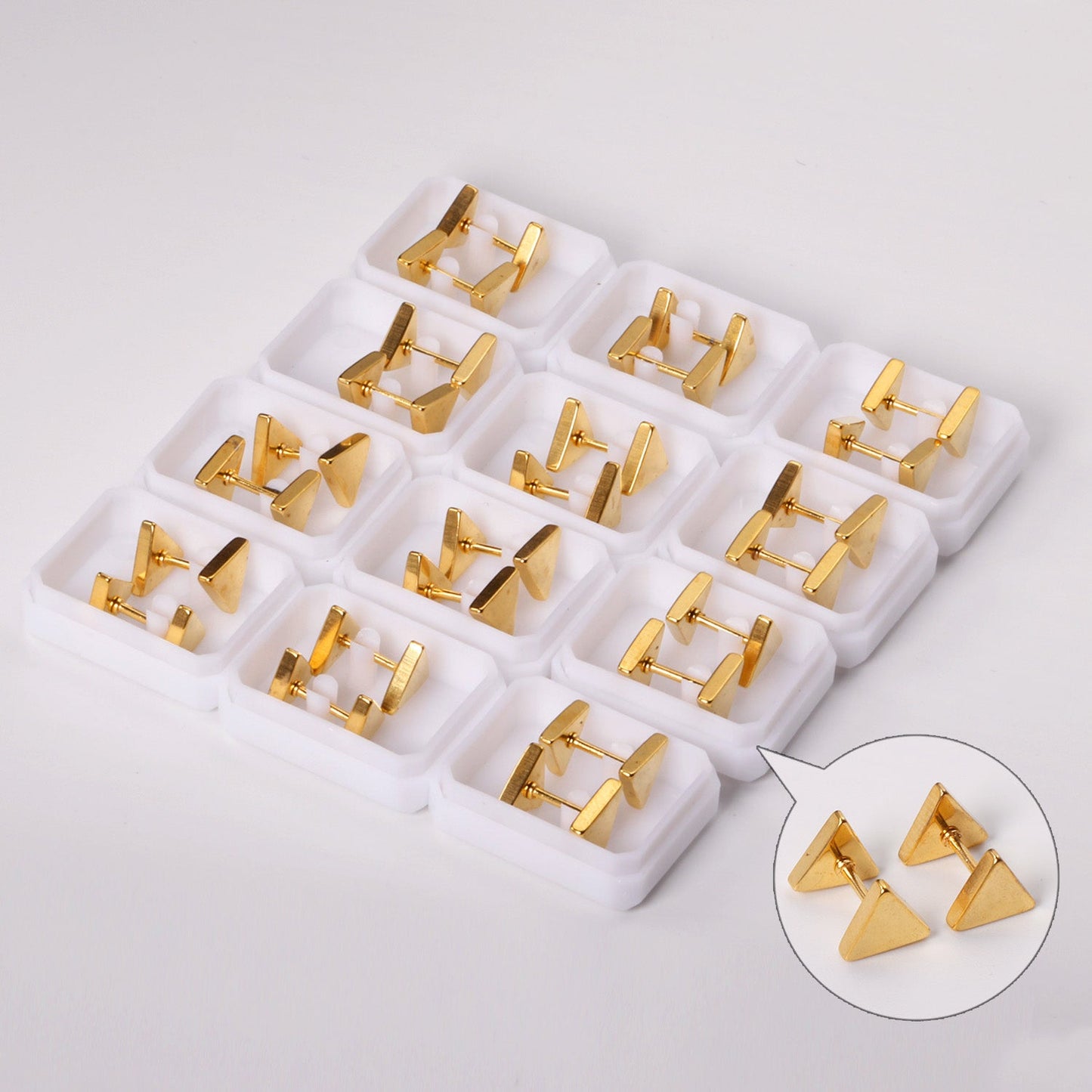 12 pairs 8mm steel color/gold/black triangle screw plugs