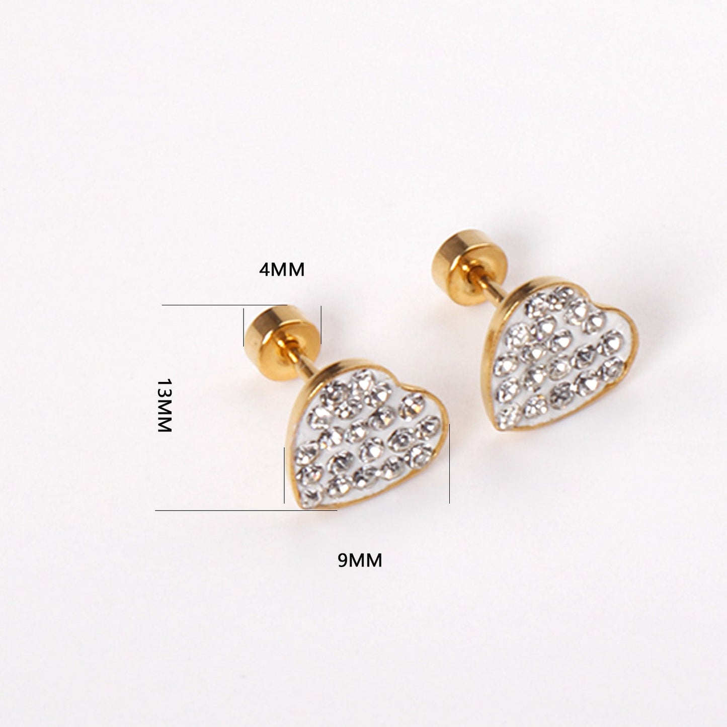 12 pairs 9mm steel/golden heart shaped sludge mix/five colors/white white sludge screw plugs