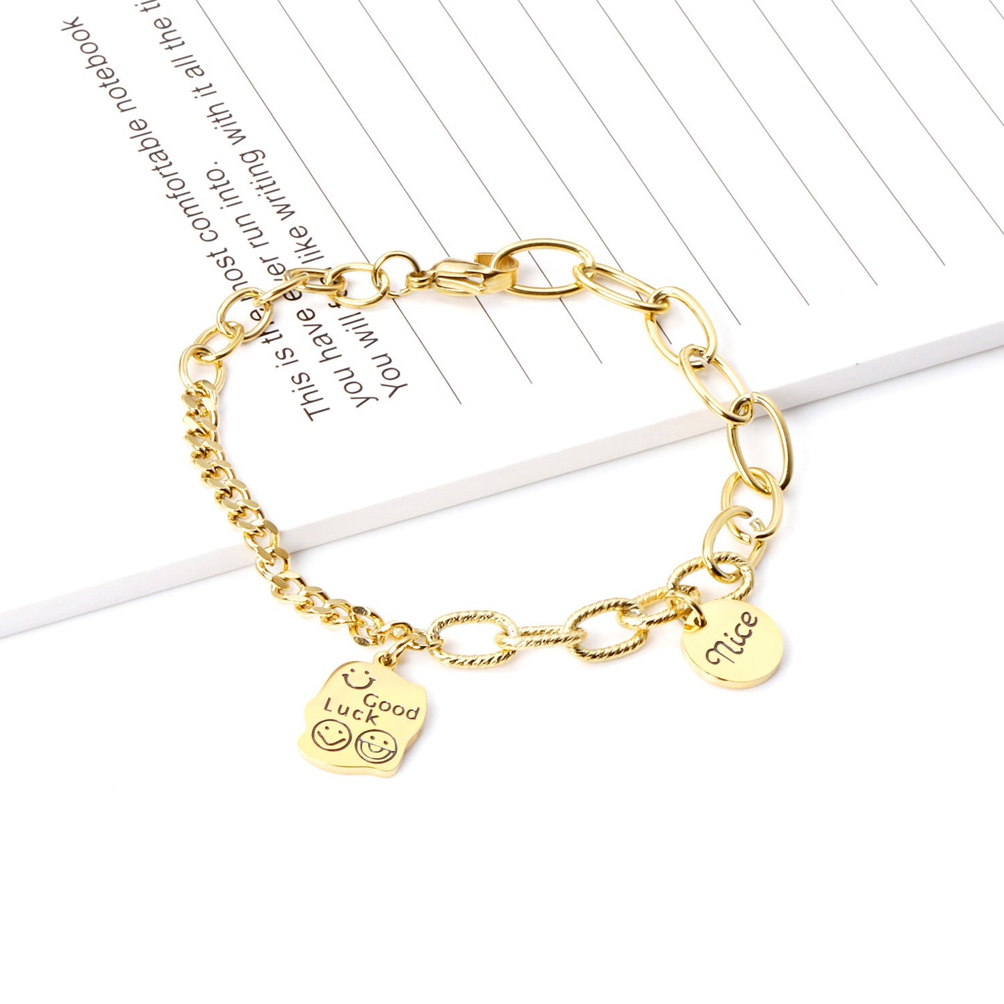 3 in 1 Clasp 2 Tags 18mm Bracelet 14K