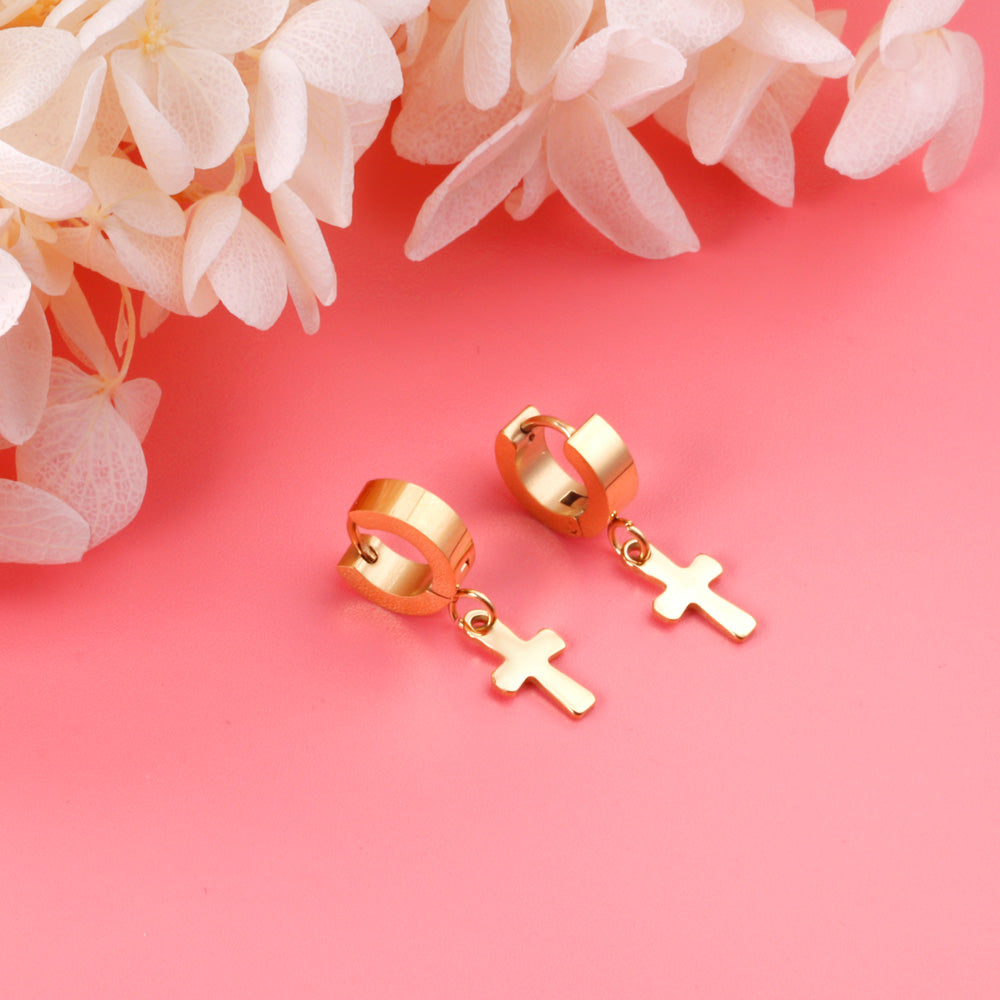 4*12mm Flat Clasp 7*12mm Cross Earrings