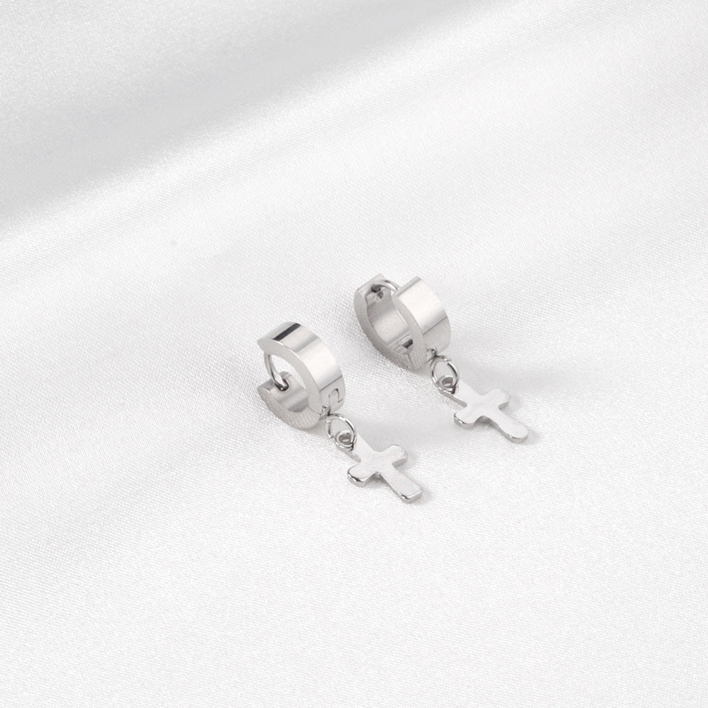 4*12mm Flat Clasp 7*12mm Cross Earrings