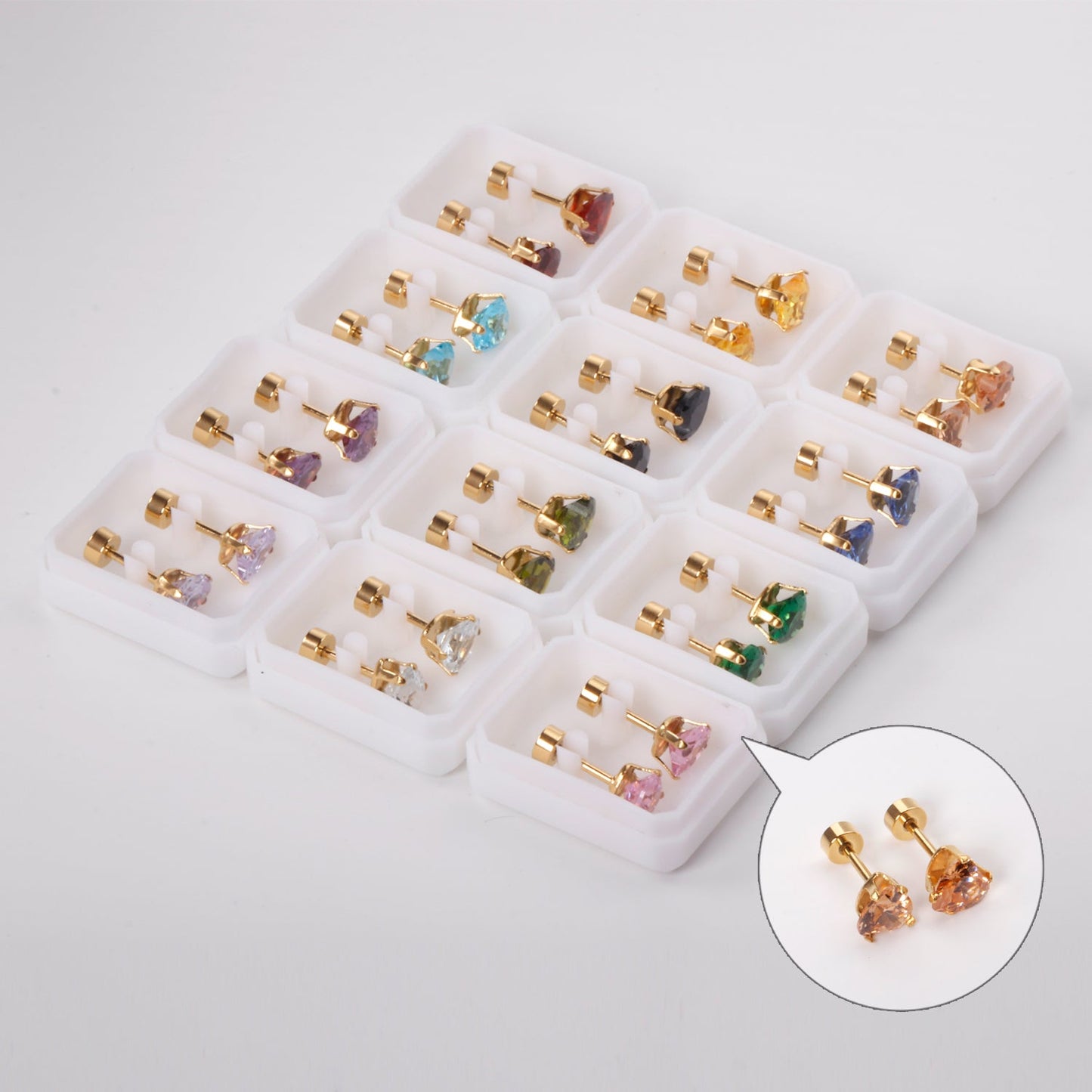 6mm Steel & Gold Heart Shaped Mixed Drill Plugs