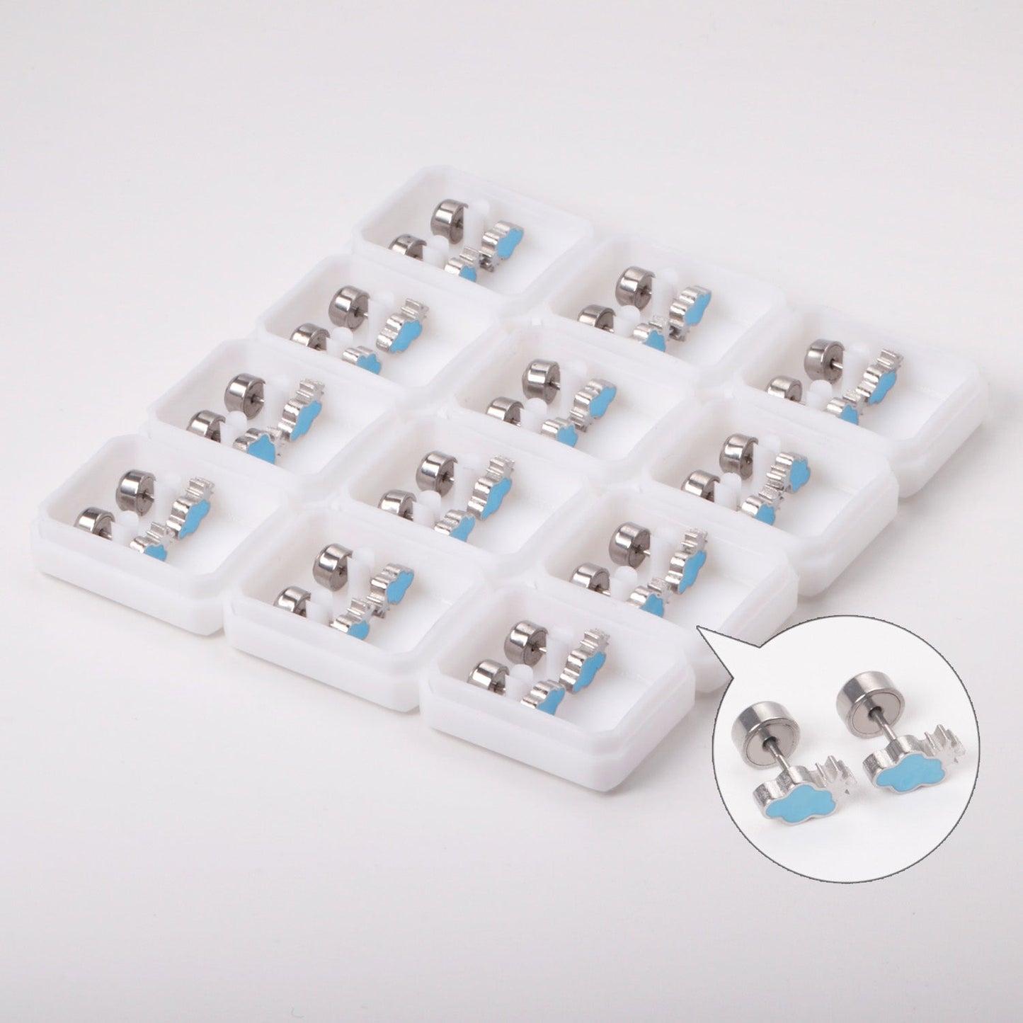 12 pairs Snapped Earbuds Cloud Studs Steel/Gold