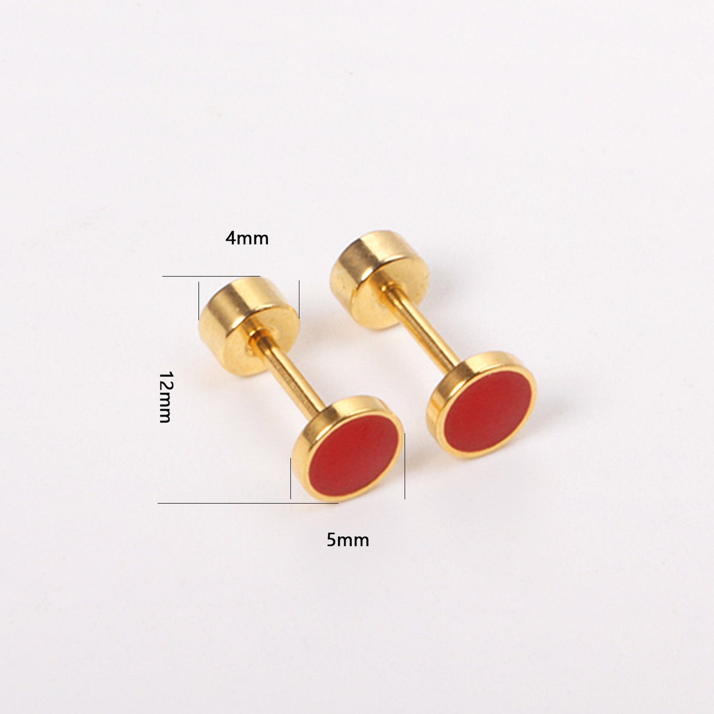 12 pairs 5mm Steel / Goldtone Round Mixed Color Screwback Stud Earrings