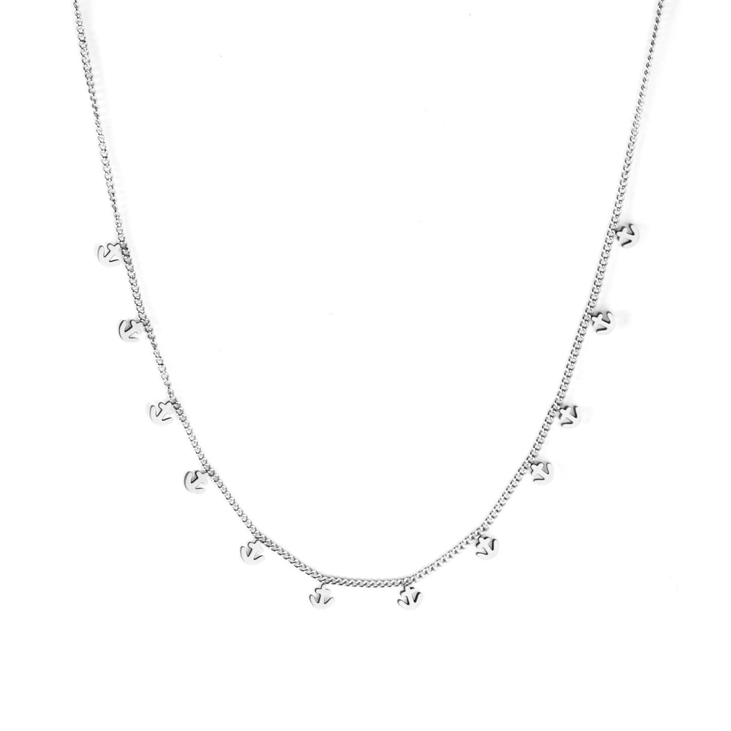 0.3 Side chain 40+5cm soldered 12pcs 3*3.5mm anchor necklace in glossy color