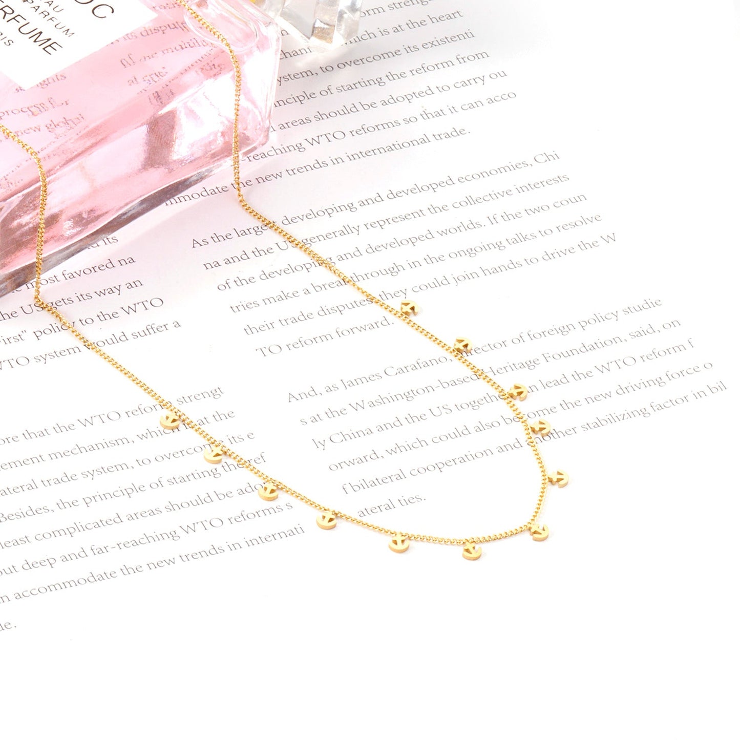 0.3 Side chain 40+5cm soldered 12pcs 3*3.5mm anchor necklace in glossy color