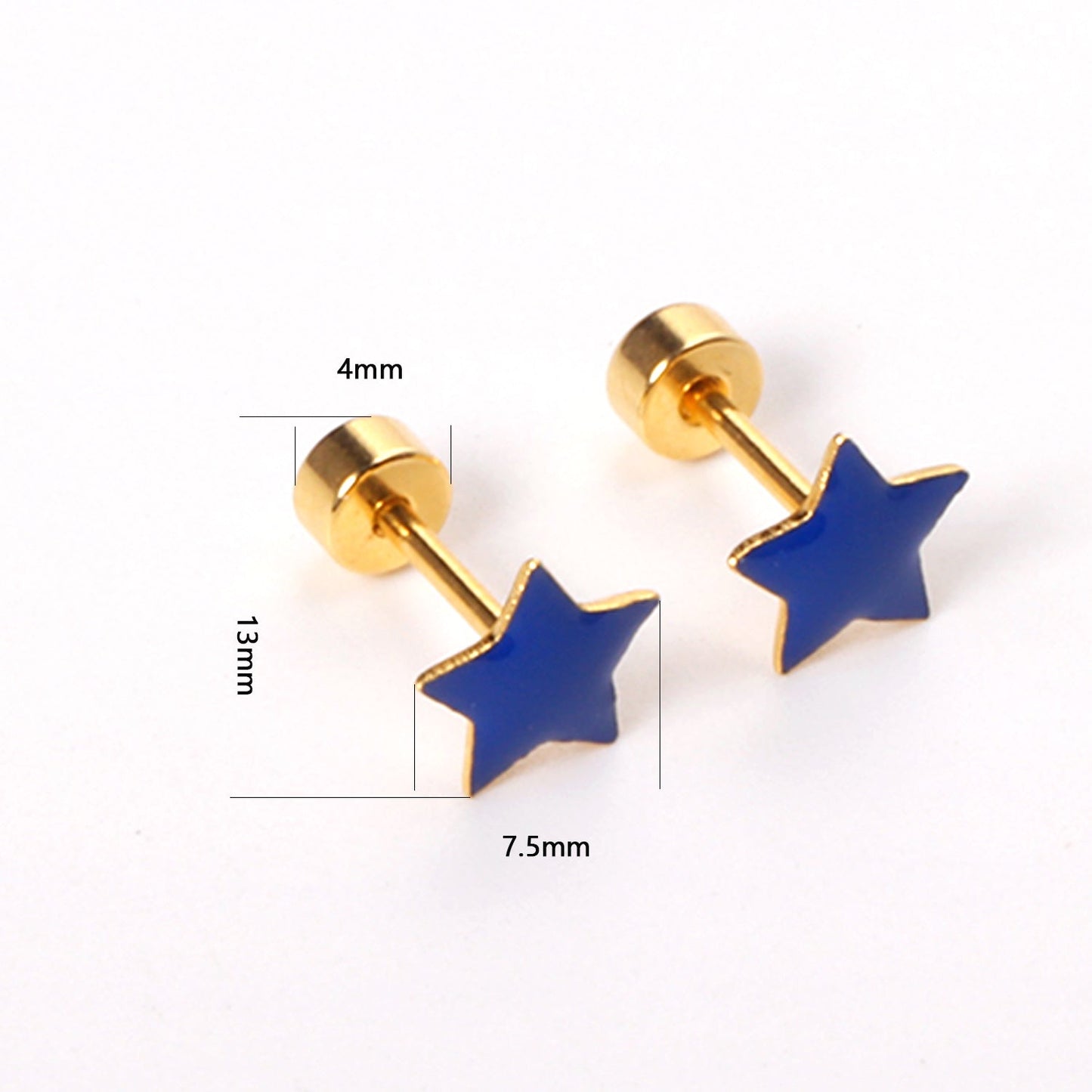 12 pairs steel/golden star ombre screwback stud earrings