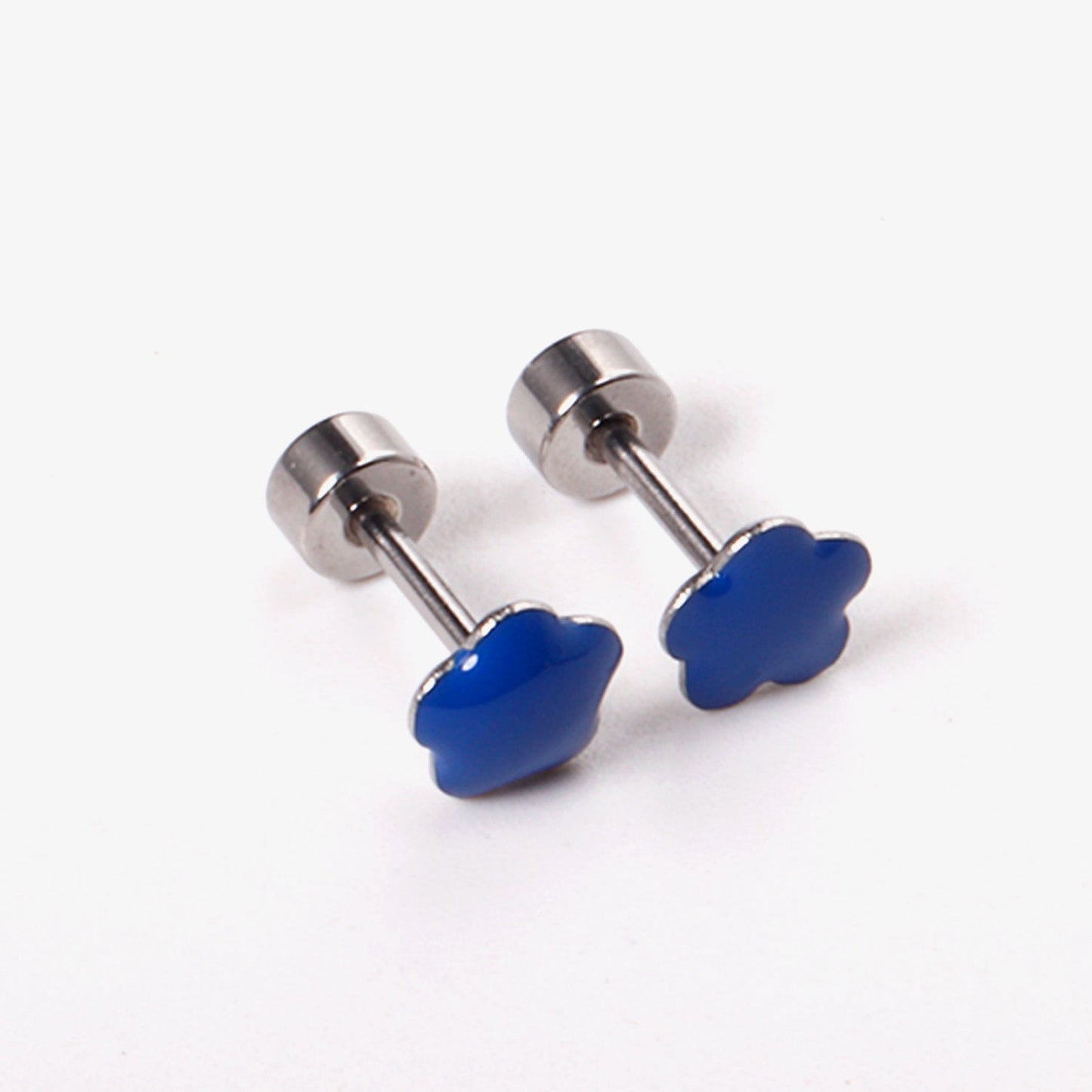 12 pairs steel/plum color mix stud earrings