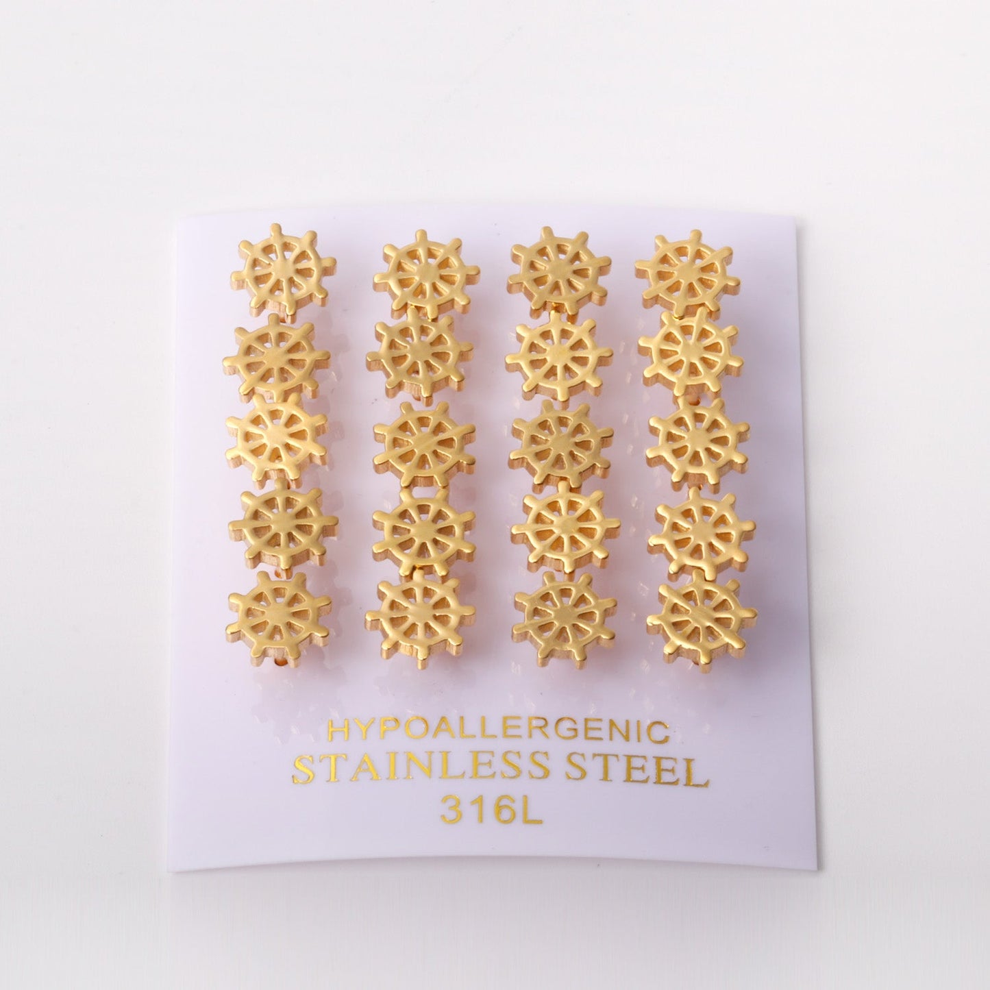 12 pairs Gold Cut Screwback Stud Earrings without Diamonds