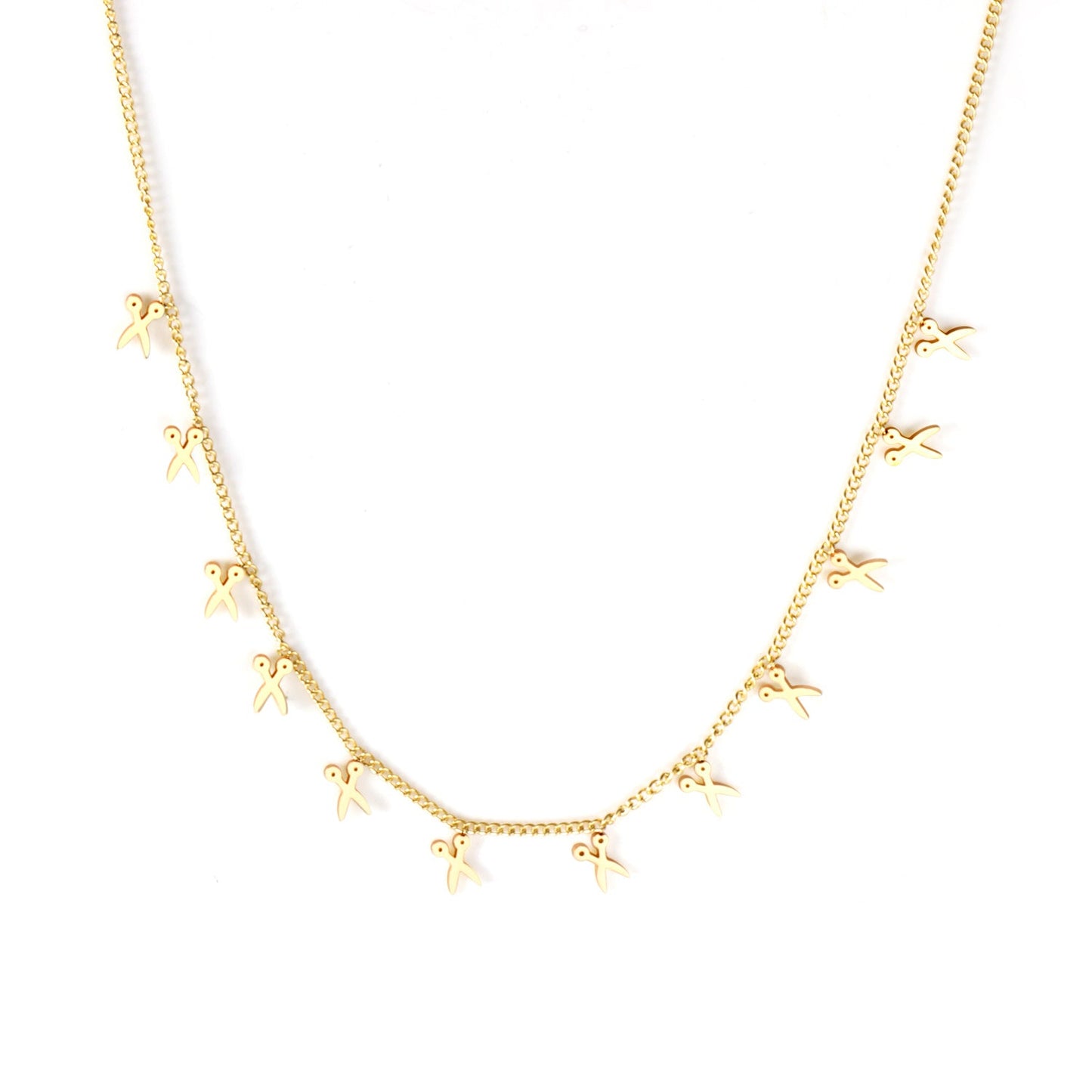 0.3 Side chain 40+5cm welded 12 necklaces with scissors 3.3*4.5mm in glossy finish.