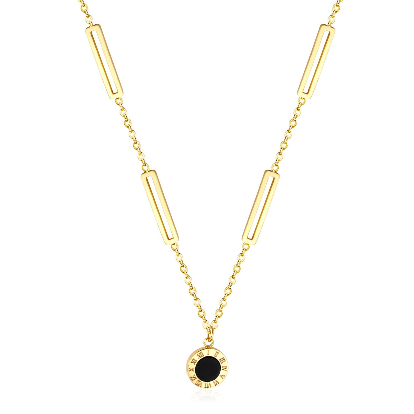 Black Shell Pendant Necklace 45+5cm
