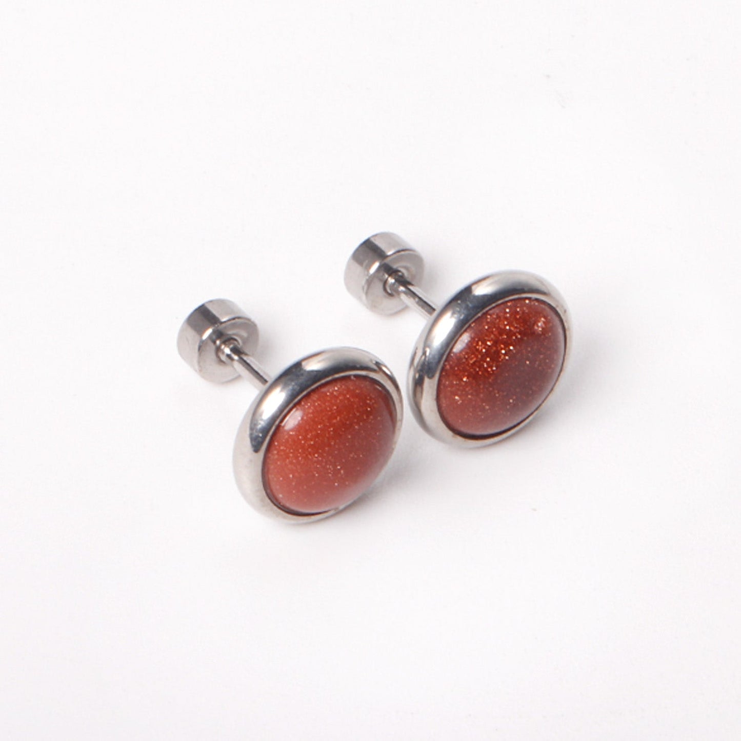 12 pairs 10mm/8mm Steel/Gold Mixed Screw Earrings