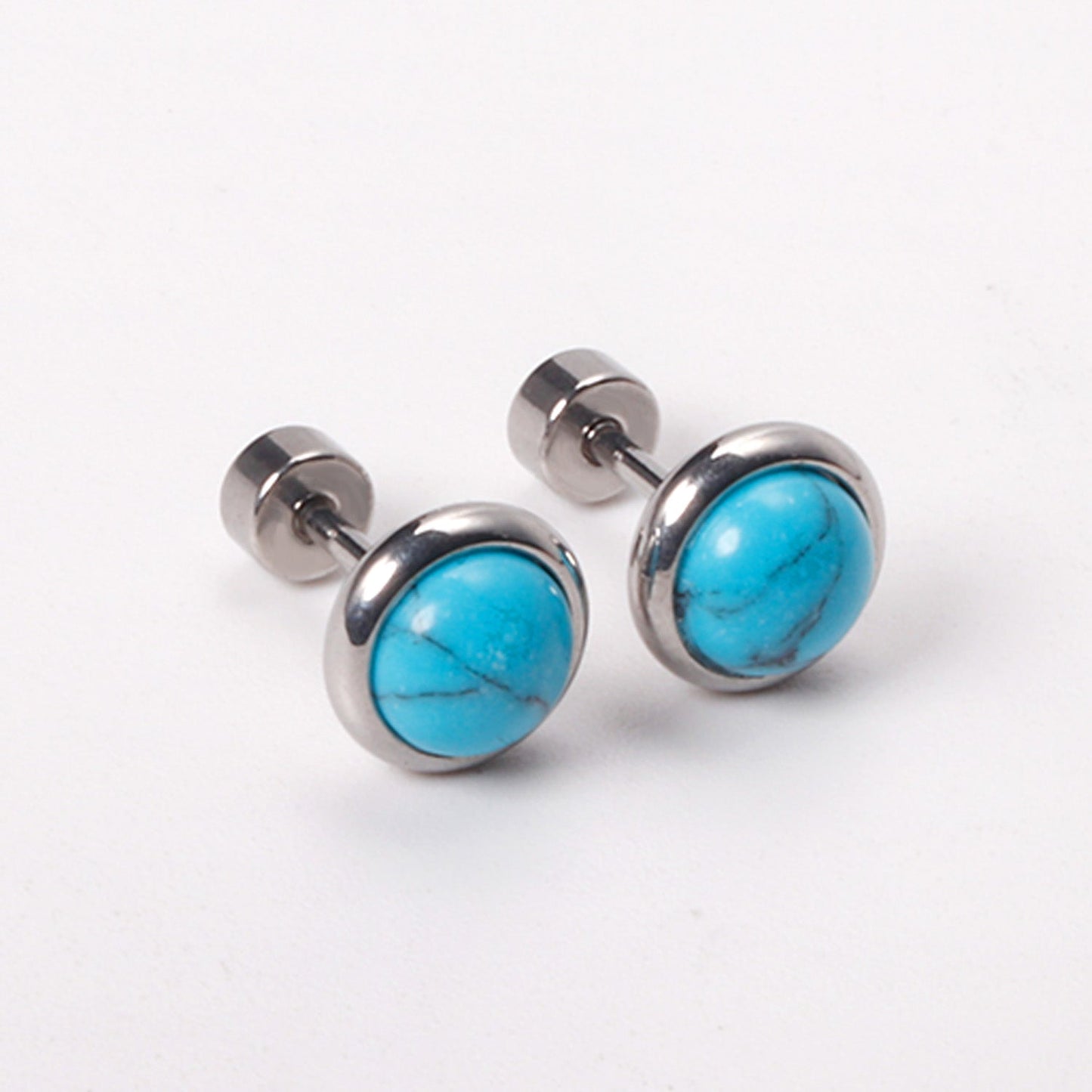 12 pairs 4mm/6mm/8mm Steel Color/Gold Turquoise Screwback Earrings