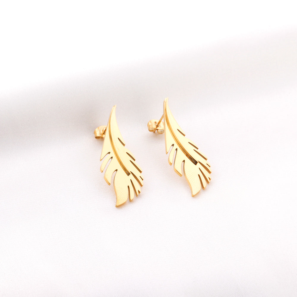 Leaf Stud Earrings Gold