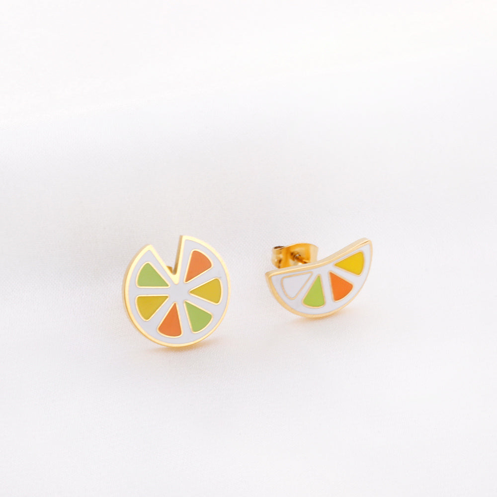 18k Gold Plated Multi-colored Lemon-shaped Stud Earrings