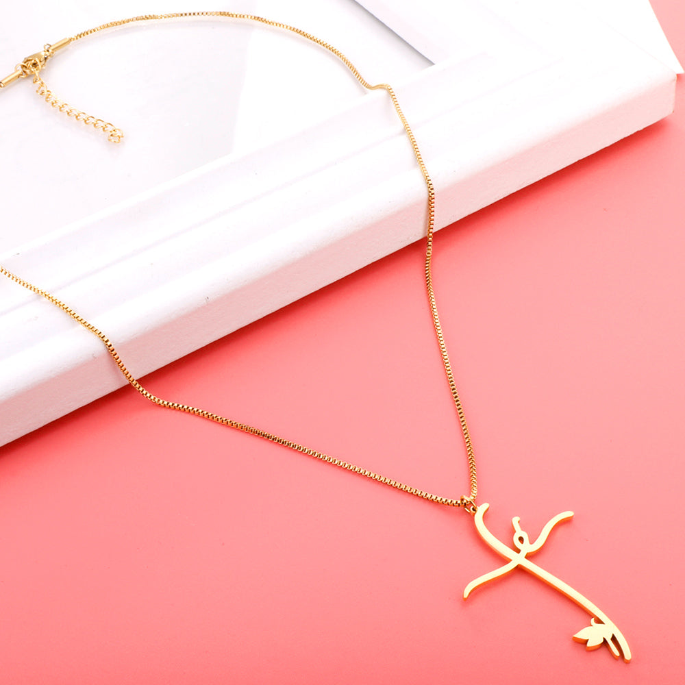 Cross Pendant with Only Bird Necklace 50+5cm Gold Color