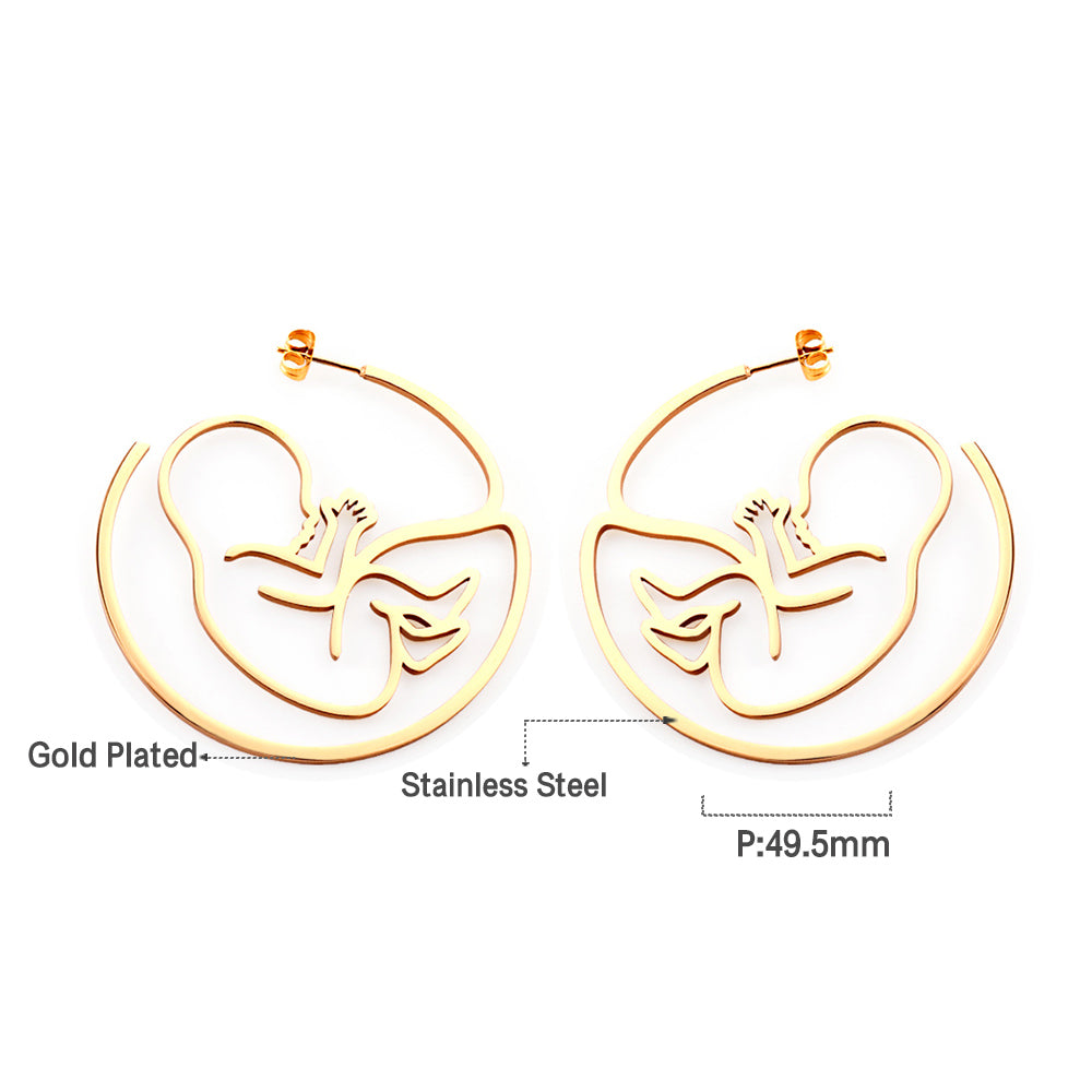 Fashion Stainless Steel Baby Hollow Earrings