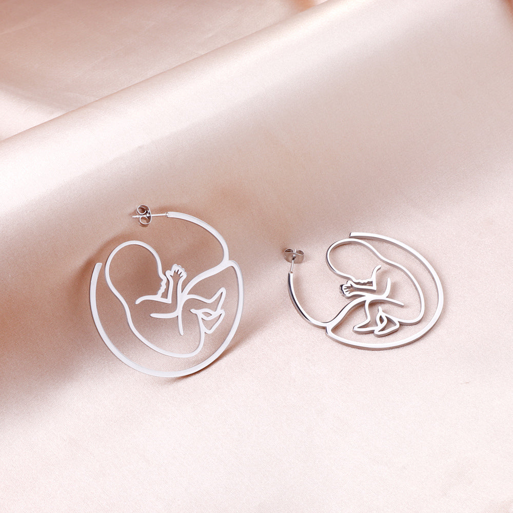 Fashion Stainless Steel Baby Hollow Earrings