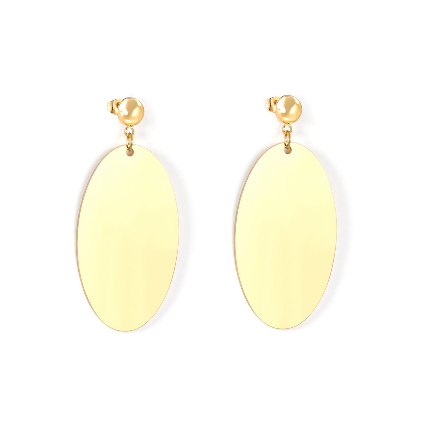 Halved Steel Bead Gloss & Brushed Oval Earrings