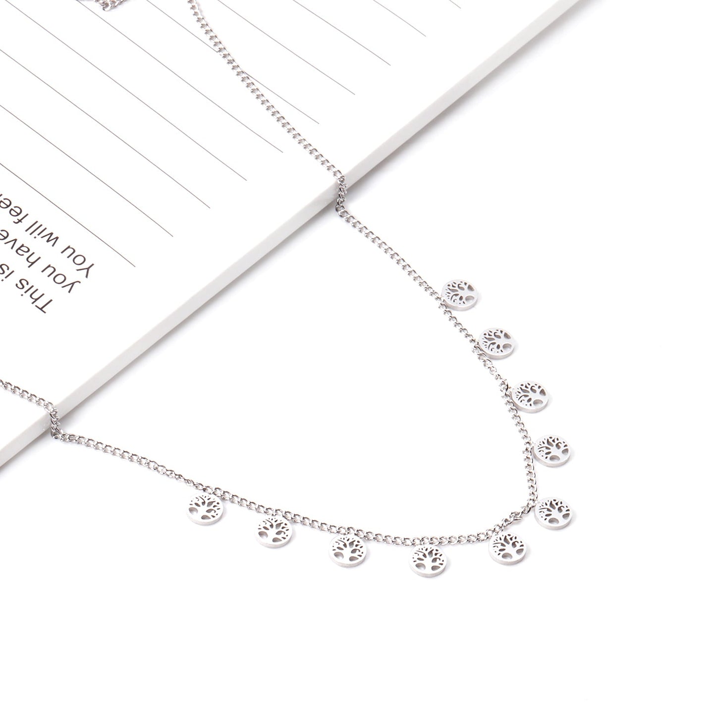 0.4 Side chain 40+5cm welded 10 round 5mm tree necklaces in glossy finish