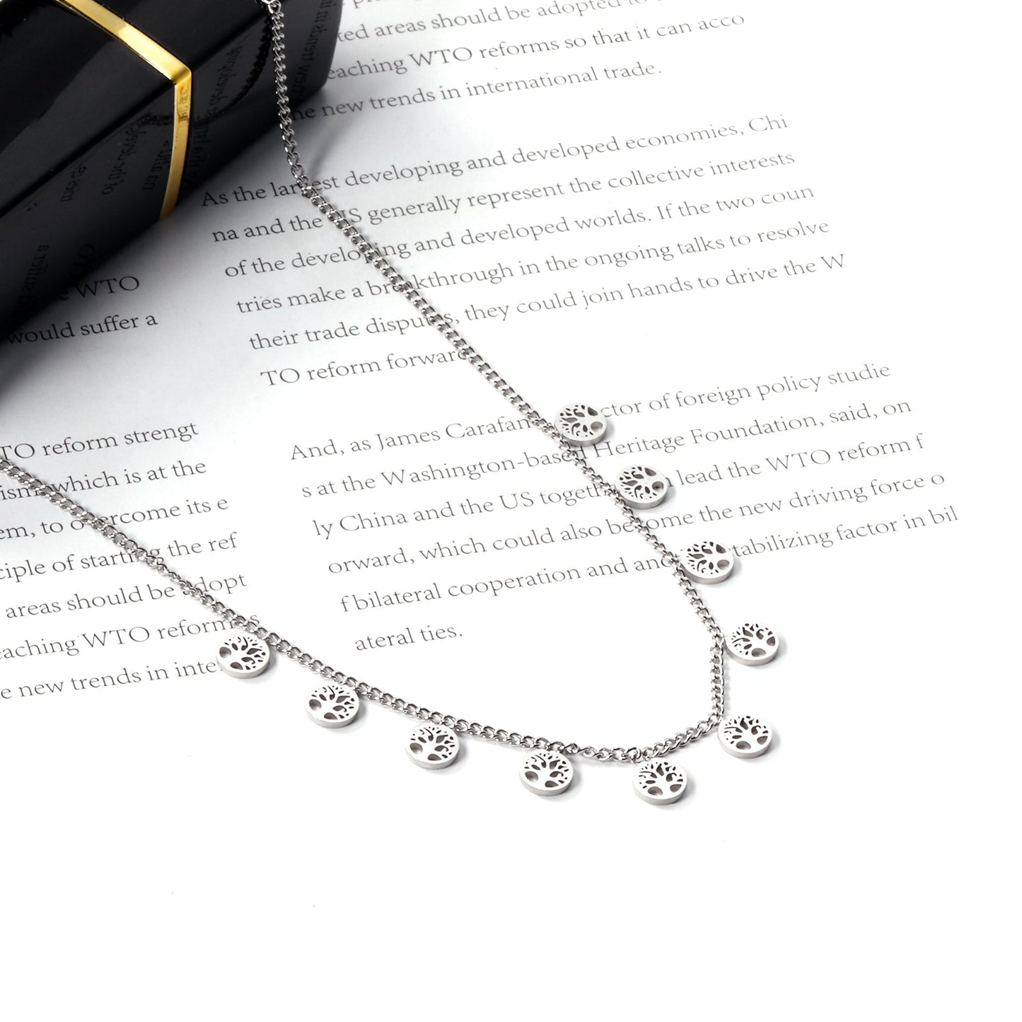 0.4 Side chain 40+5cm welded 10 round 5mm tree necklaces in glossy finish