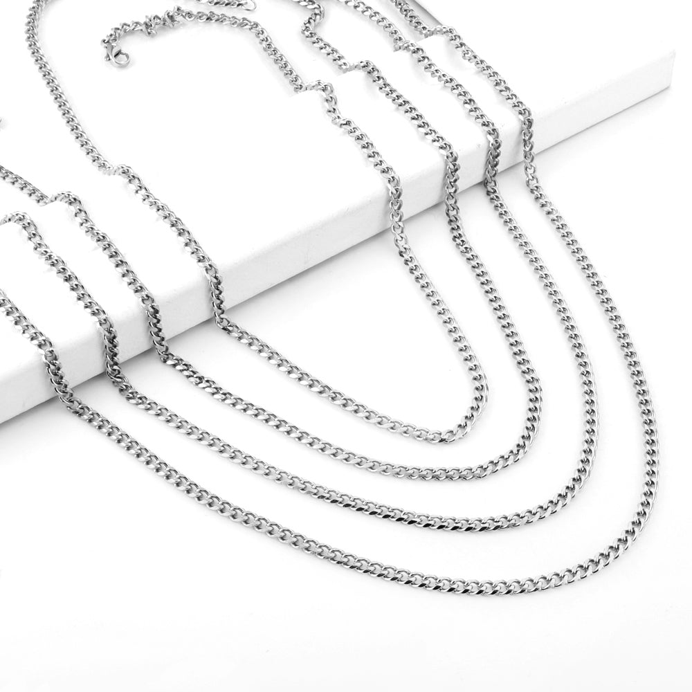 ASON 10pcs/bulk long necklace collar 1.0 wire 3.5mm*45cm grinding six sides matching chain steel color & gold stainless steel necklace wholesale