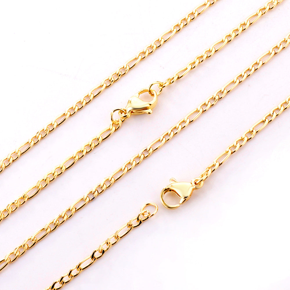 ASON 10pcs/bulk long necklace collar 0.6 wire 2.3mm*45cm 3;1nk matching chain steel color & gold stainless steel necklace wholesale