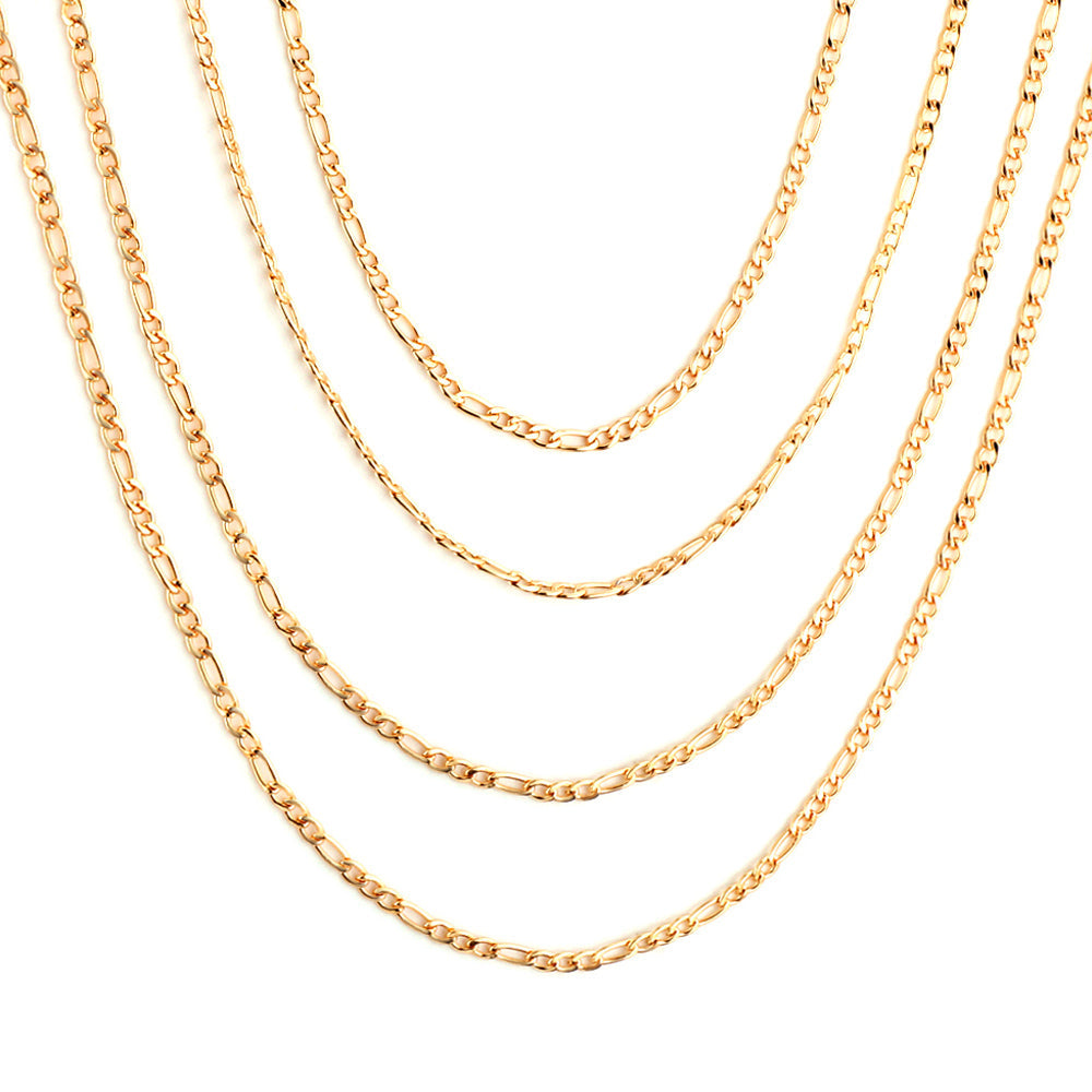 ASON 10pcs/bulk long necklace collar 0.6 wire 2.3mm*45cm 3;1nk matching chain steel color & gold stainless steel necklace wholesale