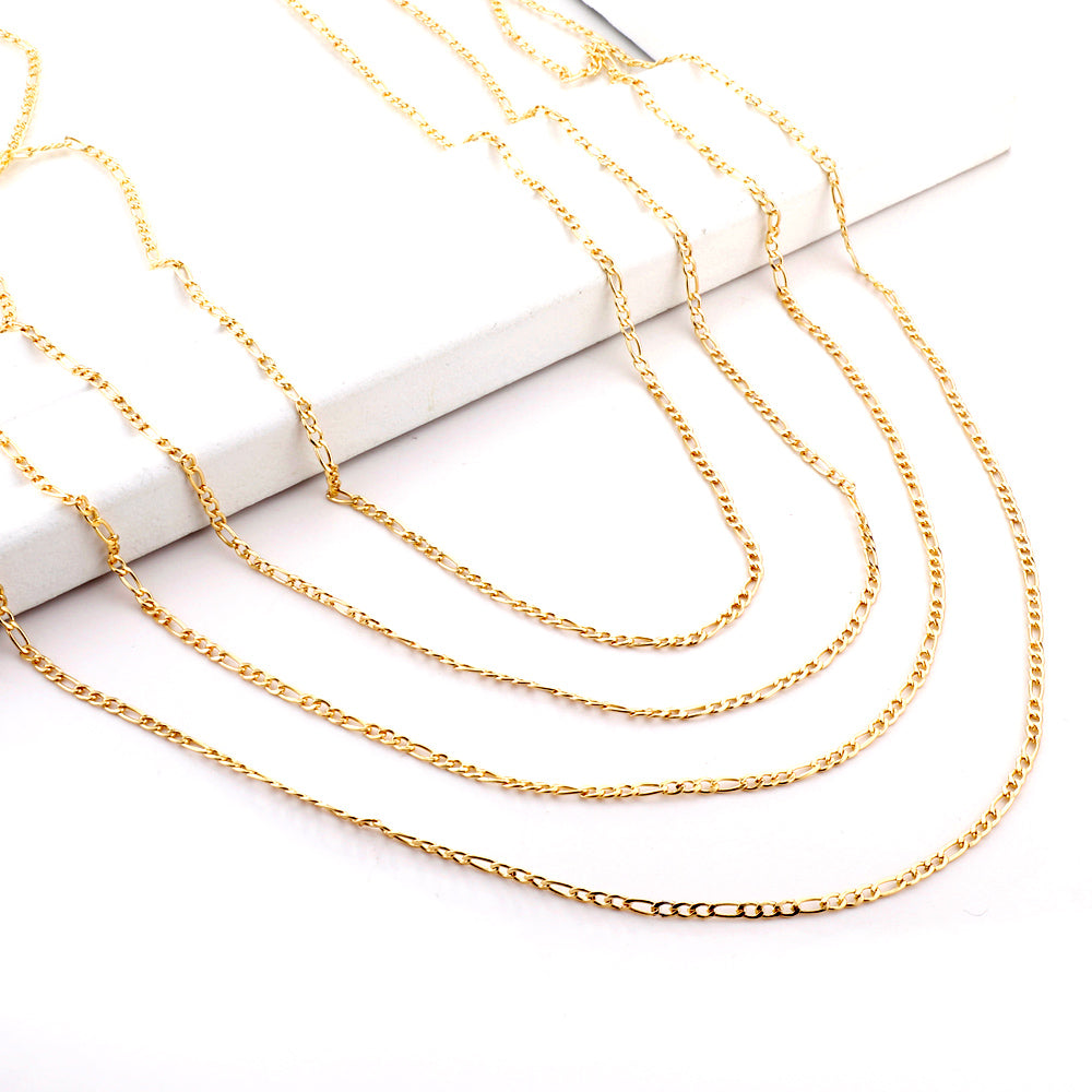 ASON 10pcs/bulk long necklace collar 0.6 wire 2.3mm*45cm 3;1nk matching chain steel color & gold stainless steel necklace wholesale