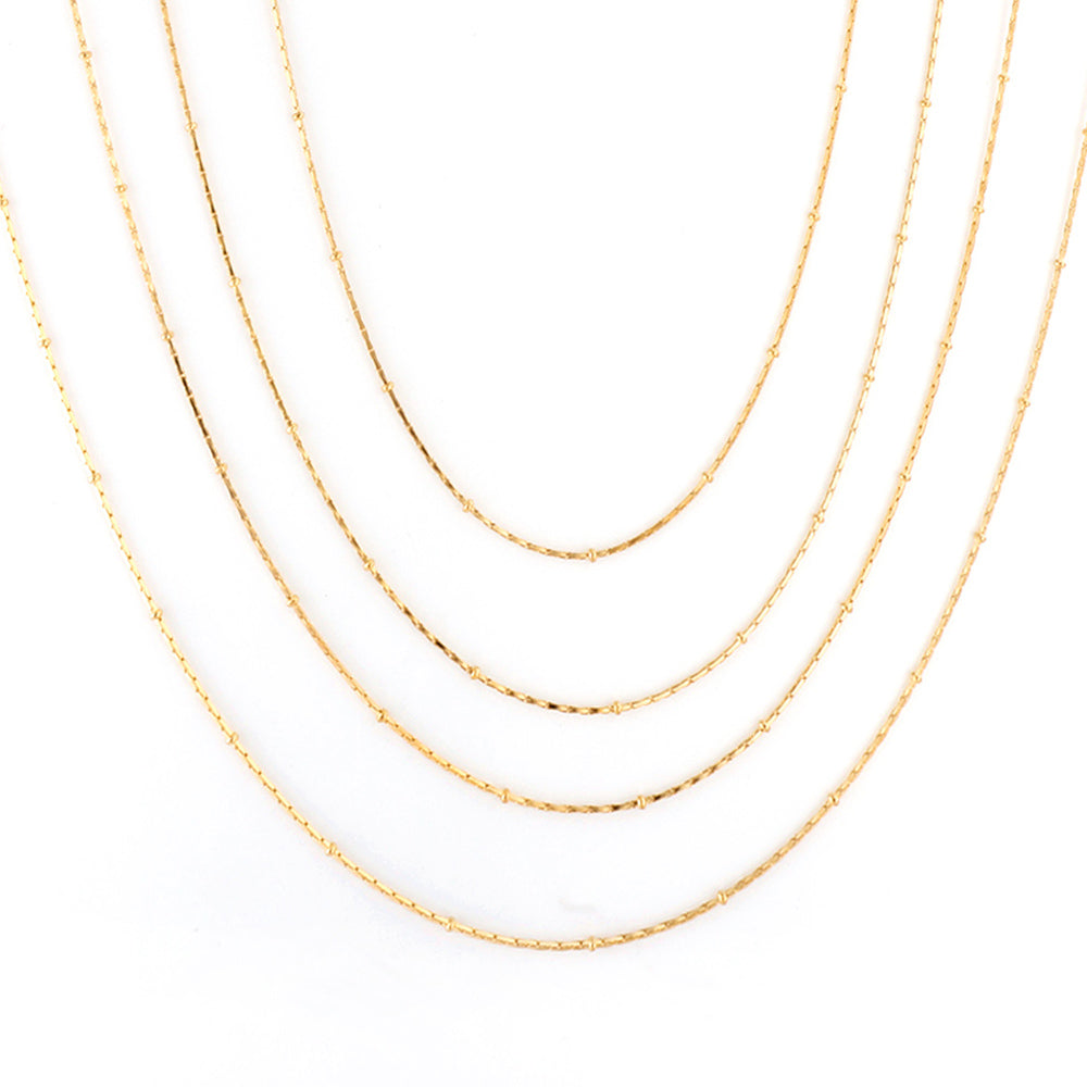 ASON 10pcs/bulk long necklace collar 0.8mm*45cm pendant square clip 2.0 beads matching chain steel color & gold color stainless steel necklace wholesale