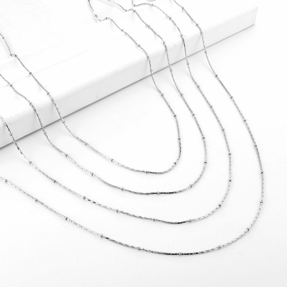 ASON 10pcs/bulk long necklace collar 0.8mm*45cm pendant square clip 2.0 beads matching chain steel color & gold color stainless steel necklace wholesale