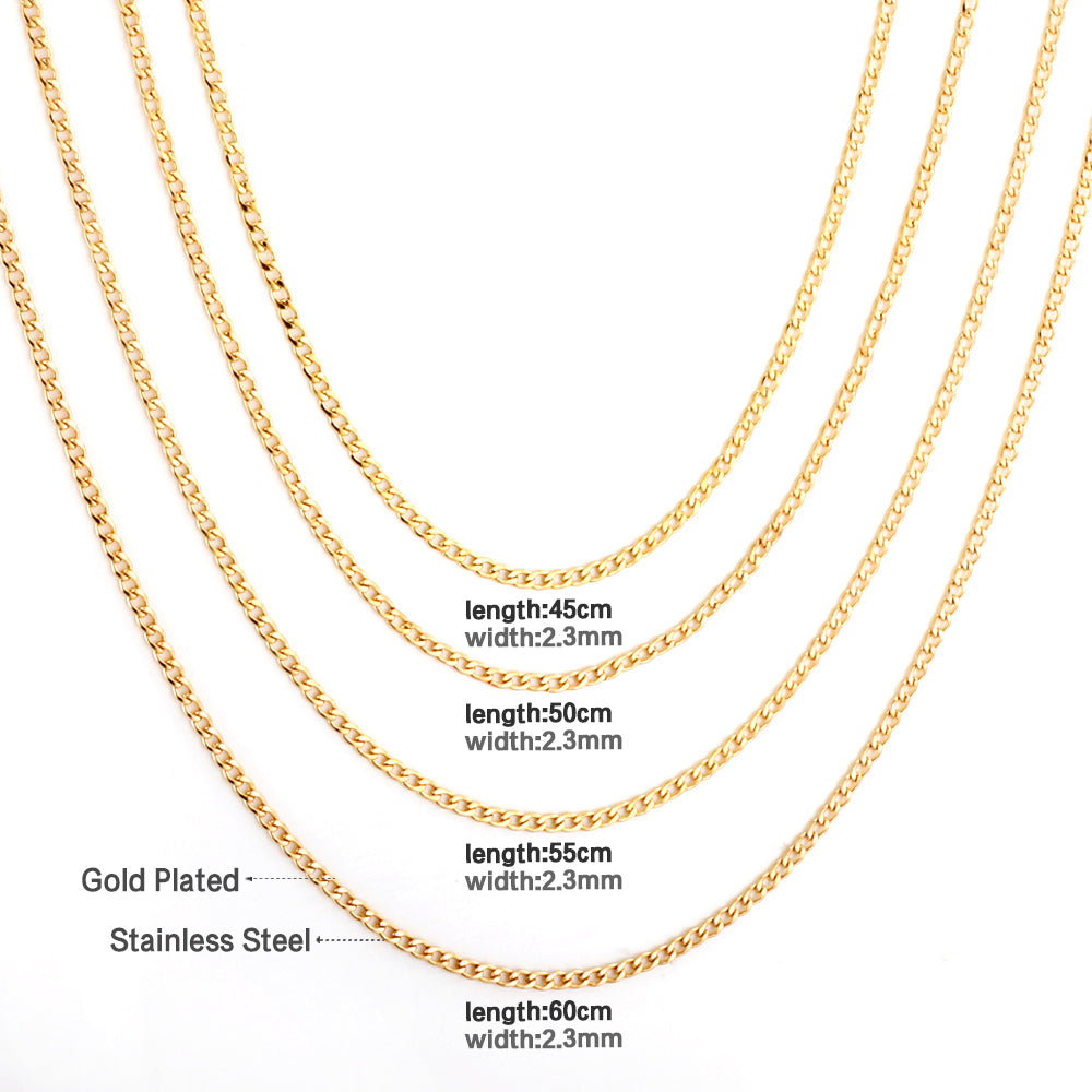 ASON 10pcs/bulk long necklace collar 0.6 wire 2.3mm*60cm wide NK1;1 matching chain steel color & gold stainless steel necklace wholesale