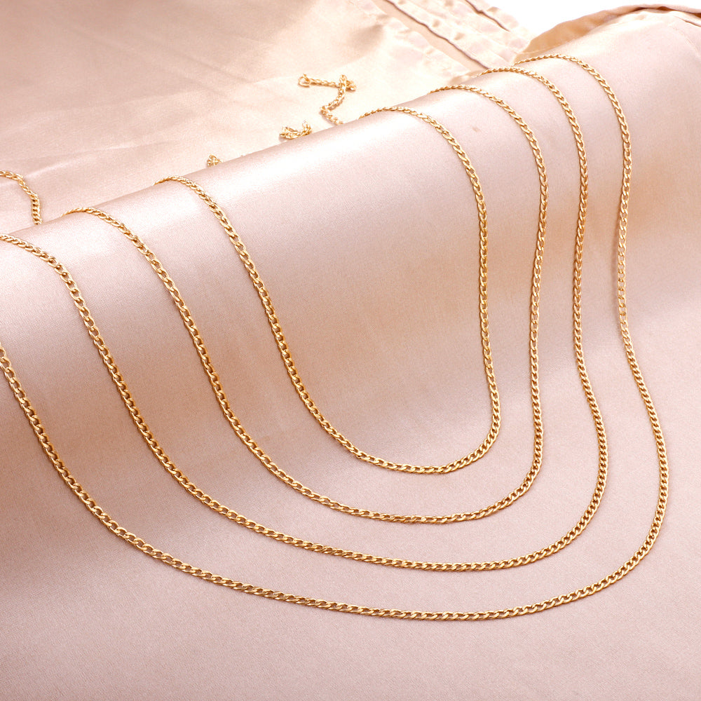 ASON 10pcs/bulk long necklace collar 0.6 wire 2.3mm*60cm wide NK1;1 matching chain steel color & gold stainless steel necklace wholesale