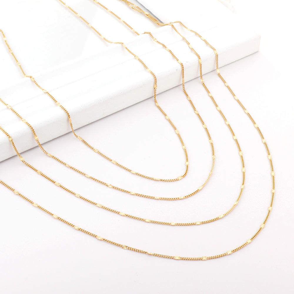 ASON 10pcs/bulk long necklace collar 0.4 wire 1.4mm*45cm side to side sunflower matching chain steel color & gold color stainless steel necklace wholesale