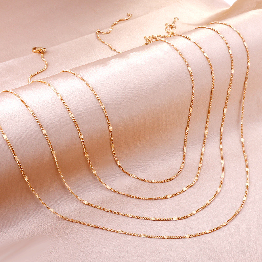 ASON 10pcs/bulk long necklace collar 0.4 wire 1.4mm*45cm side to side sunflower matching chain steel color & gold color stainless steel necklace wholesale