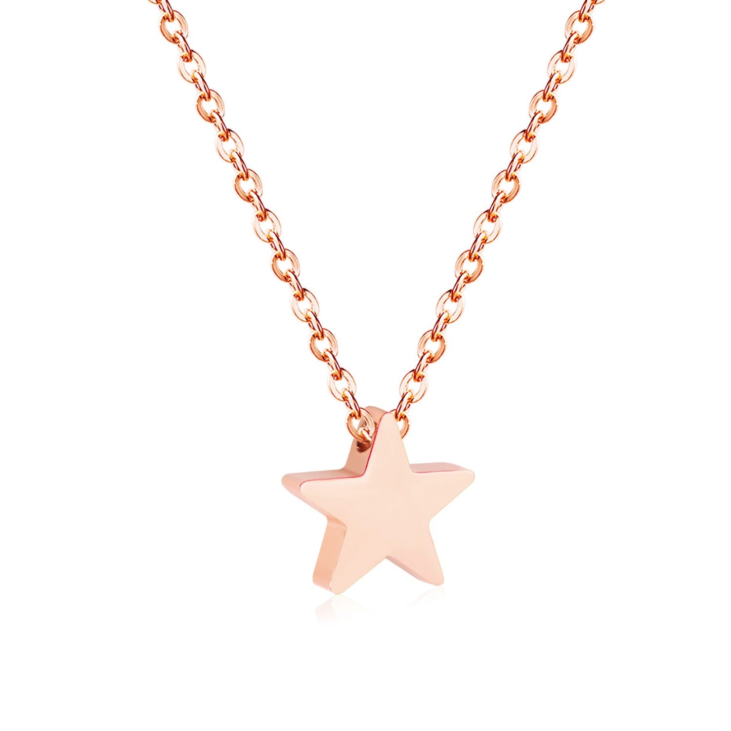 Wholesale Rose Gold & Gold & Steel Glossy Star Pendant Necklace